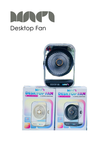 MNPI Desktop Fan with 3-Level Speed & Lighting Stylish and Functional Air Circulation for Any Space